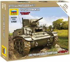 Kit de modelos: tanque leve americano Zvezda M3A1 Stuart, escala 1/100 Kit de modelos: tanque leve americano Zvezda M3A1 Stuart, escala 1/100