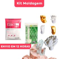 Kit de Moldagem Alginato Ezact Kromm Gesso Pedra Tipo 3 Molde o seu Bebê Kit de Moldagem Alginato Ezact Kromm Gesso Pedra Tipo 3 Molde o seu Bebê
