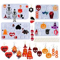 Kit de moldes de resina para brinco de Halloween Rifanda, 224 unidades