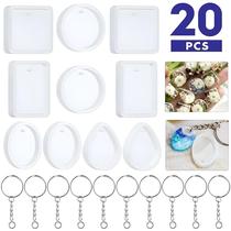 Kit De Moldes De Silicone Para Chaveiros DIY, 20 Peças, Ferramentas Para Artesanato Com Resina Epóxi Kit De Moldes De Silicone Para Chaveiros DIY, 20 Peças, Ferramentas Para Artesanato Com Resina Epóxi