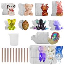 Kit de Moldes de Silicone para Resina CUTEPLAN 21 Peças com Formas de Animais 3D Kit de Moldes de Silicone para Resina CUTEPLAN 21 Peças com Formas de Animais 3D