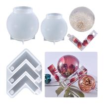 Kit de Moldes para Resina ywzbomoldrm Esfera de 3" e 2,5" com Base
