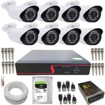 Kit de Monitoramento 8 Câmeras Infravermelho Full HD 2 Megapixel 1080p + DVR Com Acesso Via Celular