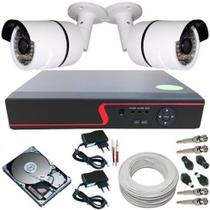Kit de Monitoramento Residencial e Comercial 2 Câmeras Digitais 24 Leds Infravermelho + DVR 4 Canais
