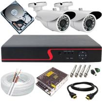 Kit de Monitoramento Residencial e Comercial 2 Câmeras Infravermelho + Dvr 4 Canais