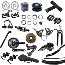 Kit De Montagem Bicicleta MTB 24 Velocidades Importado 3x8 Marchas Freio a Disco com Suspensão de 80mm