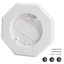 Kit de montagem em octógono de lâmpada de revestimento vertical 8141, bloco de montagem lateral branco Blocos de montagem de revestimento de vinil com caixa elétrica embutida para tampa de revestimento vertical externa externa de 4 polegadas de diâmetro x 1/2” de profundidade, pacote com 1