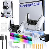 Kit de montagem em parede para PS5/PS5 Slim/PS5 Pro com carregamento de controlador duplo