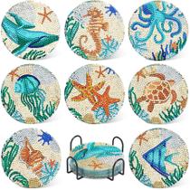 Kit de montanha-russa UPINS Ocean Diamond Art Painting com suporte, 8 unidades Kit de montanha-russa UPINS Ocean Diamond Art Painting com suporte, 8 unidades