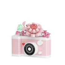 Kit de Montar Mini Blocos Sacblirr Câmera Flor de Jasmim Rosa