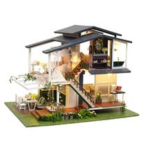 Kit de móveis Dollhouse Wokex Romantic Modern Villa 32cm