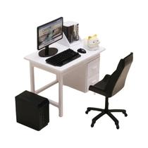 Kit De Móveis Em Miniatura Para Casa De Bonecas Com Teclado De Computador, Mesa E Cadeira Para Kit De Móveis Em Miniatura Para Casa De Bonecas Com Teclado De Computador, Mesa E Cadeira Para