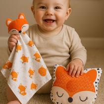Kit de Naninha Paninho com Bichinho Pelúcia + Travesseiro Anatômico Bebê Apoio de Cabeça