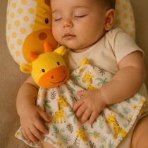 Kit de Naninha Paninho com Bichinho Pelúcia + Travesseiro Anatômico Bebê Apoio de Cabeça