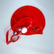 Kit De Natação Com Touca De Silicone e Óculos Para Crianças Menino ou Menina