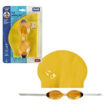 Kit De Natação Infantil Óculos Touca Protetor De Ouvido E Nariz - Amarelo - Wellmix