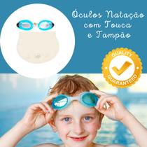 Kit De Natação Óculos Touca Protetor De Ouvido E Nariz - Branco