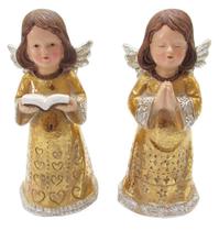 Kit de Natal Anjos Dourado Pequeno Oração Casa 18cm Kit de Natal Anjos Dourado Pequeno Oração Casa 18cm
