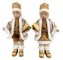 Kit de Natal Crianças Linho/Marrom Grande Musical 45cm