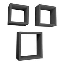 Kit de Nichos Decorativo Parede Prat-K Preto - 3 Unidades