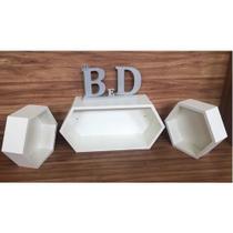 Kit De Nichos Hexagonal Colmeia 3 Peças Branco