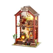 Kit De Nook De Livro De Madeira DIY Para Adultos Com Luz LED Quebra-cabeça 3D Mini Casa De Bonecas