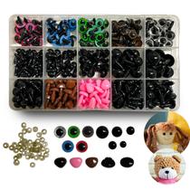 kit de olhos nariz focinho para artesanatos em pelúcias amigurumis bonecos em geral acompanha travas 560 pçs