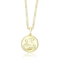 Kit de Ouro 24k Corrente Masculina Com Pingente São Jorge Redondo Banhado Kit de Ouro 24k Corrente Masculina Com Pingente São Jorge Redondo Banhado