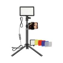 Kit de Painel de Luz de Vídeo LED RGB com Tripé - Ideal para Fotografia e Transmissão ao Vivo