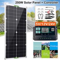 Kit de painel solar 250W 12/24V com controlador de carga 60A/100A - Generic