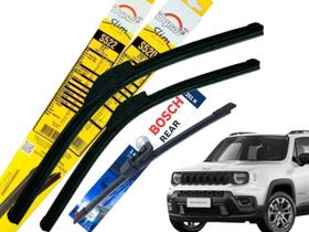 Kit de Palhetas do Limpador de Para-brisas Dianteiro e Traseiro Renegade 2015 a 2021 Kit de Palhetas do Limpador de Para-brisas Dianteiro e Traseiro Renegade 2015 a 2021
