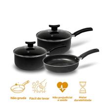 Kit de Panelas Antiaderente Teflon com Frigideira Alta Funda Kit de Panelas Antiaderente Teflon com Frigideira Alta Funda
