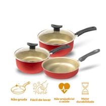 Kit de Panelas Antiaderente Teflon com Frigideira Alta Funda