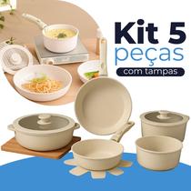 Kit De Panelas De Indução E Gás Revestimento Cerâmico Com Cabo Removível Super Luxo