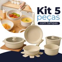 Kit De Panelas De Indução E Gás Revestimento Cerâmico Com Cabo Removível Super Luxo
