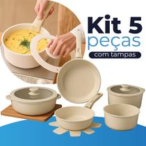 Kit De Panelas De Indução E Gás Revestimento Cerâmico Com Cabo Removível Super Luxo Kit De Panelas De Indução E Gás Revestimento Cerâmico Com Cabo Removível Super Luxo