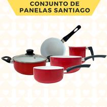 Kit de Panelas Santiago Vermelho 6 pçs Revestido c/ Cerâmica