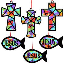 Kit de papel de seda Craft Kit Sinload Christian Cross Fish, 24 conjuntos Kit de papel de seda Craft Kit Sinload Christian Cross Fish, 24 conjuntos