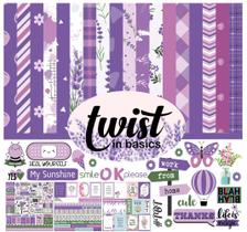 Kit de Papel para Scrapbook Frente e Verso 30x30 cm com Folha de Adesivos, 16 Páginas - Lavanda e Lilases - Inkdotpot Kit de Papel para Scrapbook Frente e Verso 30x30 cm com Folha de Adesivos, 16 Páginas - Lavanda e Lilases - Inkdotpot