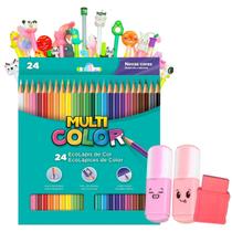 Kit De Papelaria Criativa Kawaii Fofa Lápis De Cor Caneta Marca Texto