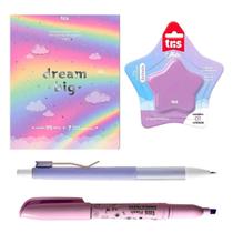 Kit de Papelaria Holic com Notas Adesivas, Corretivo, Lapiseira, Marca Texto - Tris