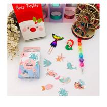 Kit de Papelaria sereia caixinha xadrez buendia kit4007 Kit de Papelaria sereia caixinha xadrez buendia kit4007