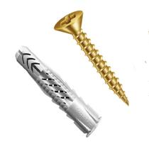 Kit de Parafuso ChipBoard Cabeça Chata Phillips 4,0x50 C/ Bucha Fischer 6mm