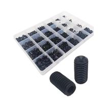 Kit De Parafusos Allen De Aço Inoxidável Preto Com Ponta Cônica, Sortimento De Parafusos Grub De 500