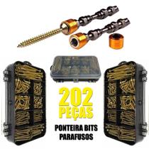 Kit de parafusos chipboard phillips + caixa organizadora + ponta bits magnética total 202 peças Kit de parafusos chipboard phillips + caixa organizadora + ponta bits magnética total 202 peças