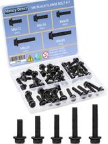 Kit de parafusos de flange hexagonal M6, zincados pretos, classe 10.9