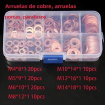 Kit De Parafusos E Porcas De Arruelas De Cobre M4-m14 100 Pcs Conjunto De Combinação Selada De