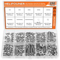 Kit de parafusos e porcas HELIFOUNER 250 peças em aço inoxidável 304 Kit de parafusos e porcas HELIFOUNER 250 peças em aço inoxidável 304