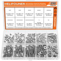 Kit de parafusos e porcas HELIFOUNER 304 em aço inoxidável 250 unidades Kit de parafusos e porcas HELIFOUNER 304 em aço inoxidável 250 unidades
