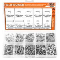 Kit de parafusos e porcas HELIFOUNER M3 x 4 mm/6 mm/8 mm/10 mm/12 mm/16 mm/20 mm